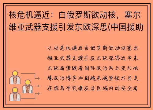 核危机逼近：白俄罗斯欲动核，塞尔维亚武器支援引发东欧深思(中国援助塞尔维亚武器)